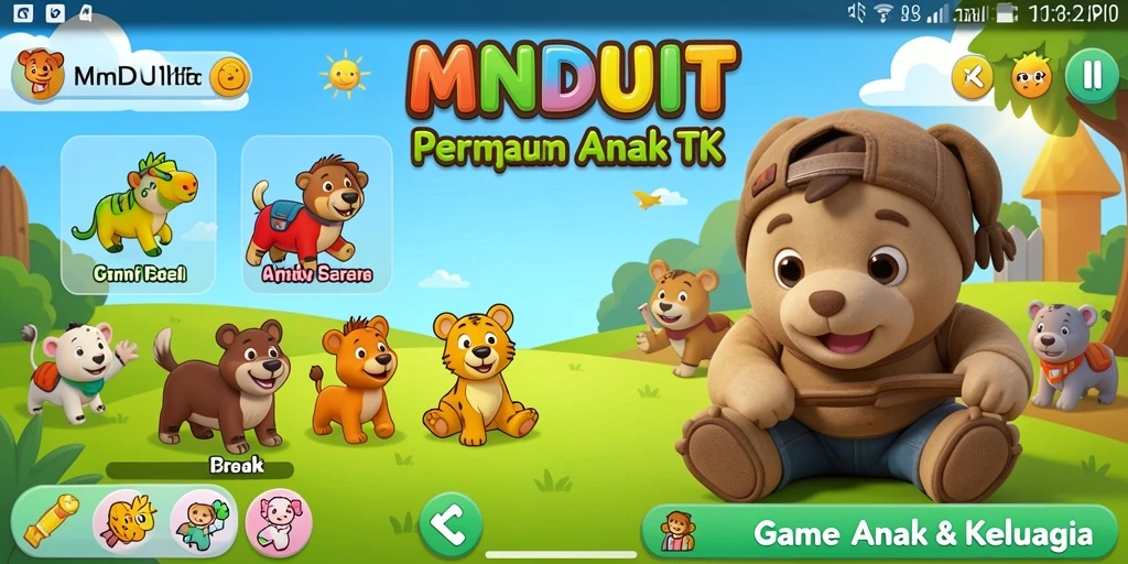 Antarmuka permainan yang cerah dan menarik untuk anak-anak.