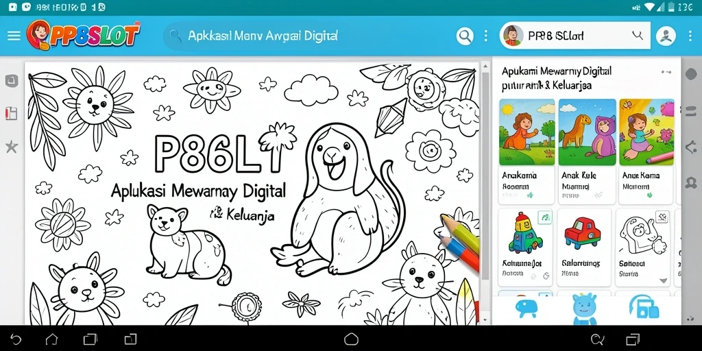 Tampilan antarmuka aplikasi Mewarnai Digital yang interaktif.