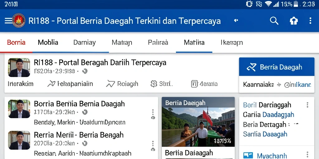 Antarmuka aplikasi RI188 menampilkan berita daerah yang menarik dan informatif.